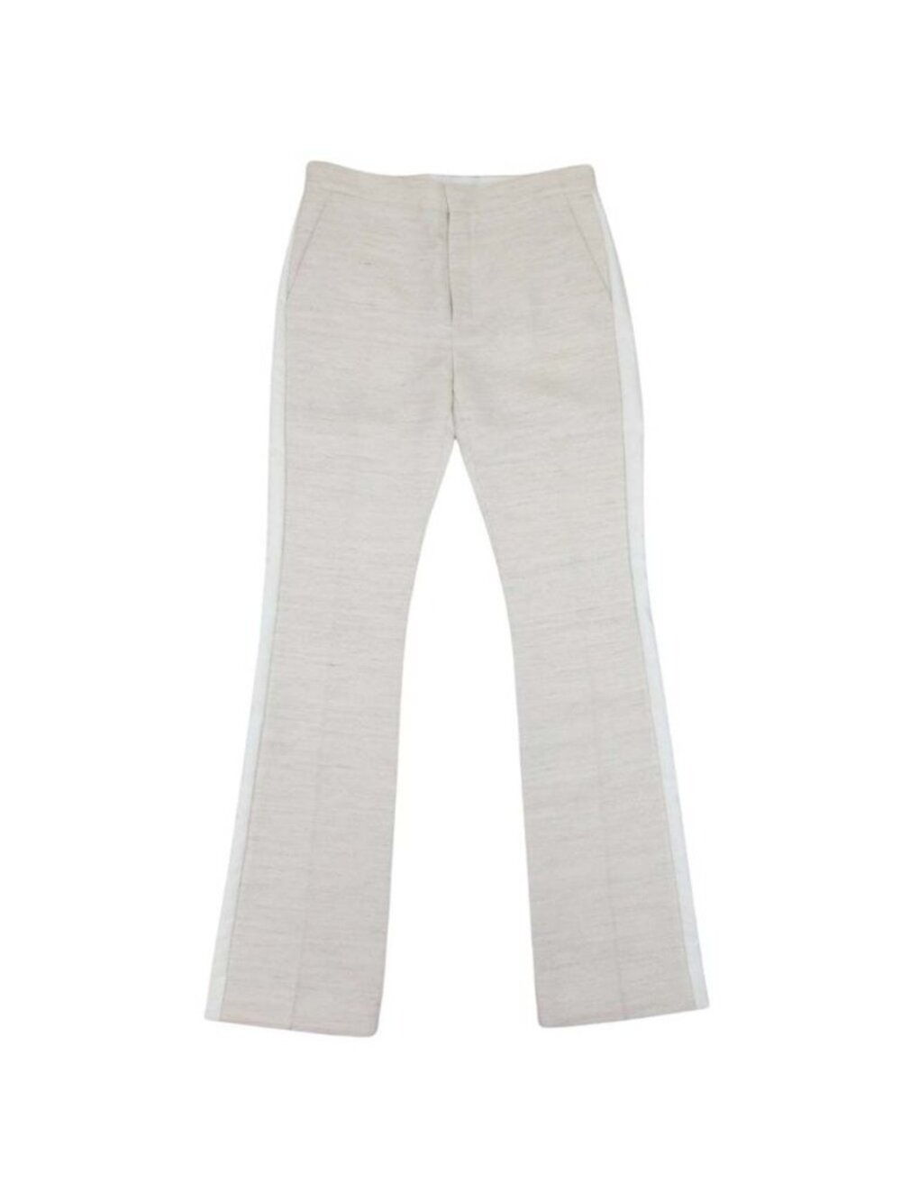 Louis Vuitton Satin Side Line Trousers Flare Silhouette Pants Wool Ivory 38